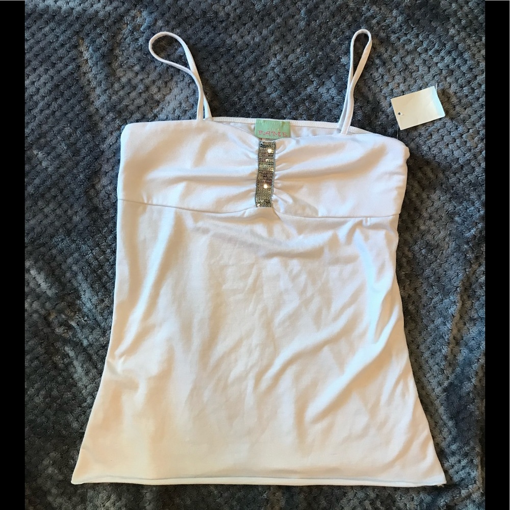 NWT super cute ank Top white with silver sequins